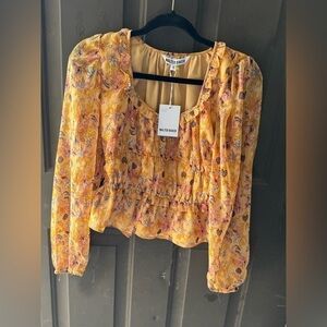Walter Baker Women's Yellow Floral Top Size S